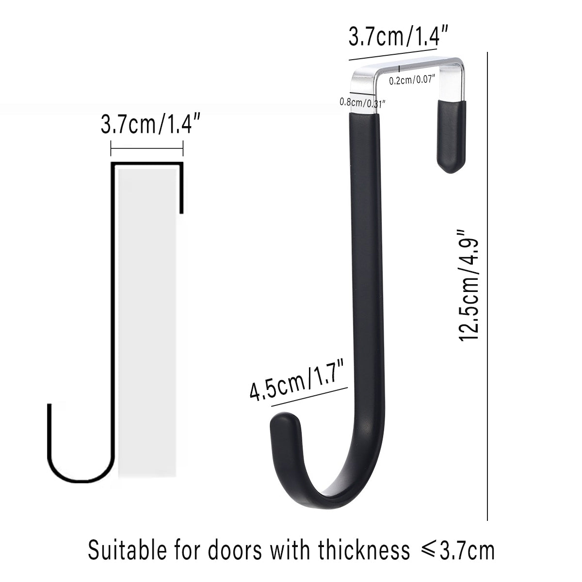 Black or White Rust-Resistant Metal Over the Door Hooks (10PCS)