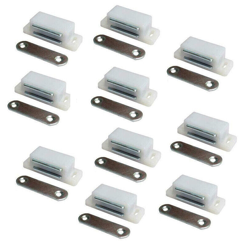 White Concealed Magnetic Cabinet Door Catch Set of 2