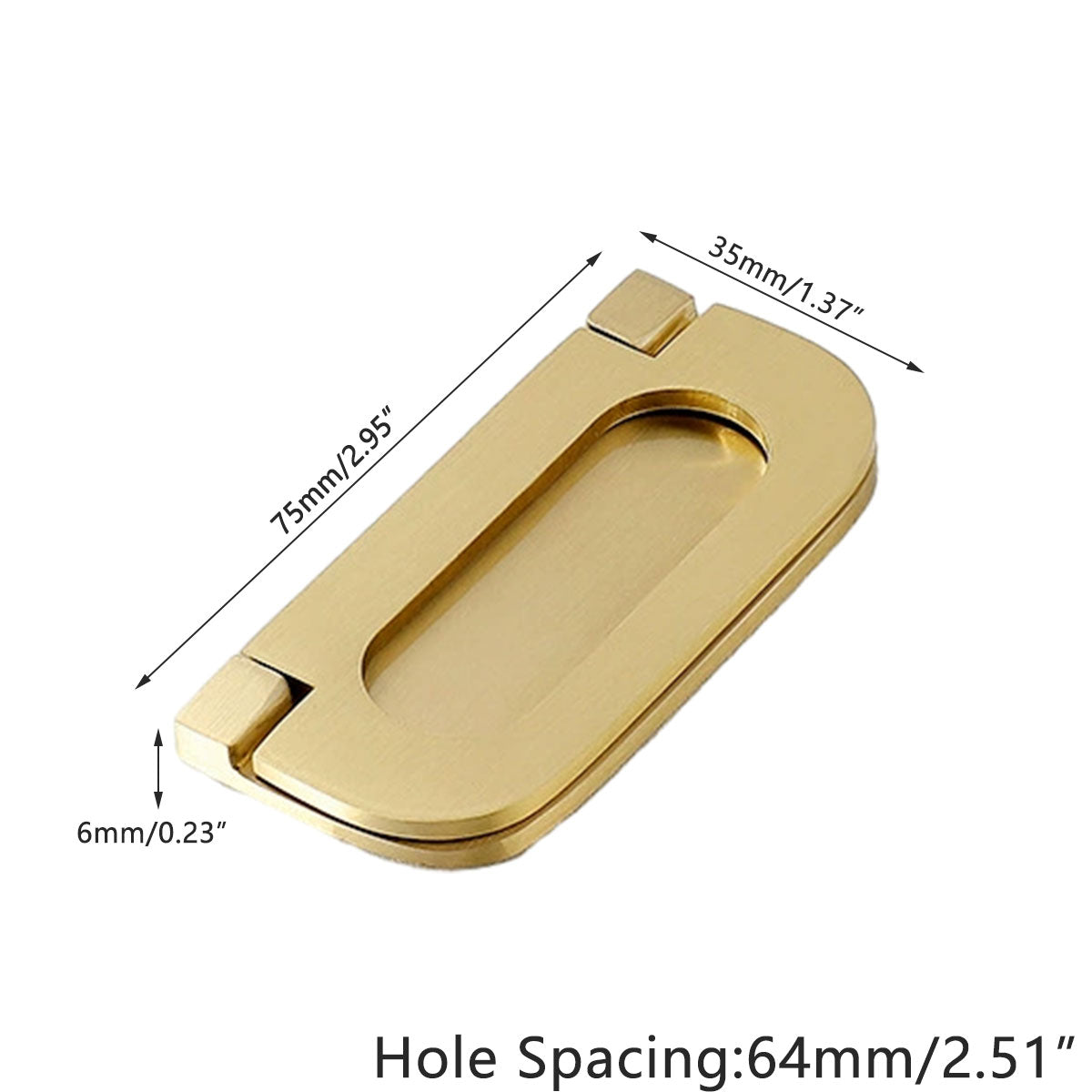 Electroplated Brass Cupboard & Cabinet Flat Door Pull Handle 64mm
