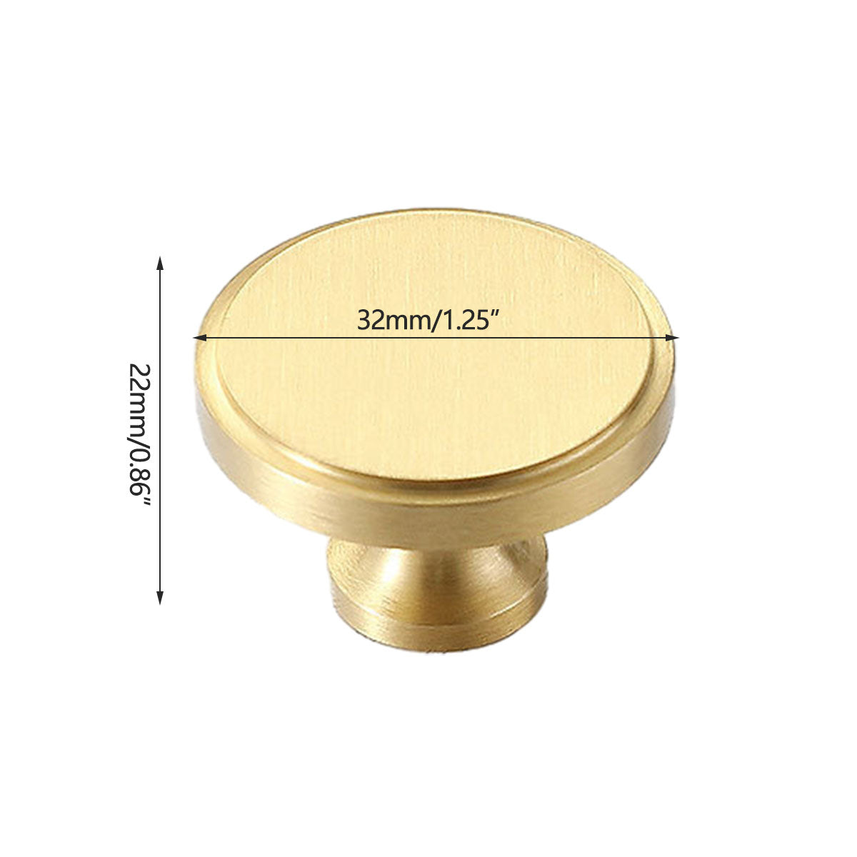 Brushed Brass Cupboard & Cabinet Door Knob 32mm