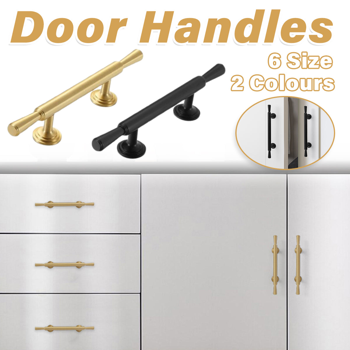 American Style Cabinet Handle in Black or Gold