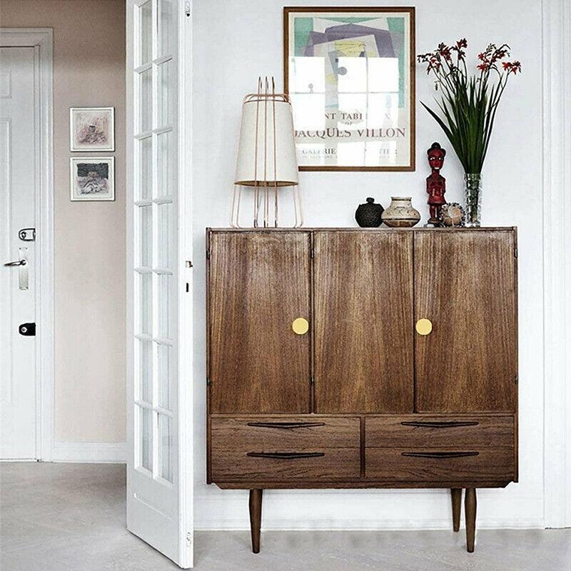 Gold Finish Solid Brass Round Cabinet Knobs Single-Hole Pulls