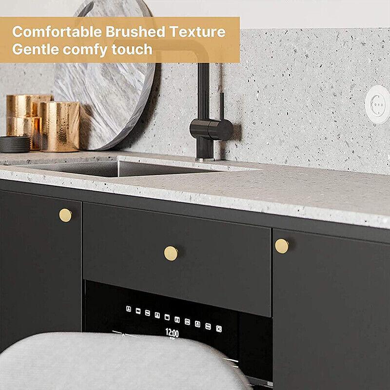 Gold Finish Solid Brass Round Cabinet Knobs Single-Hole Pulls