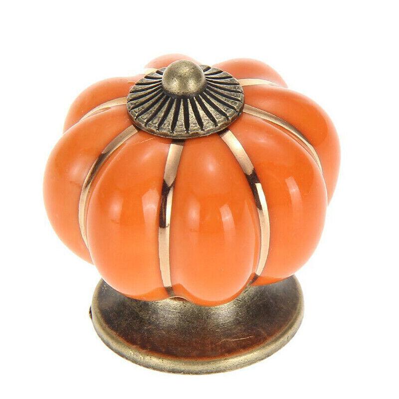 Orange Vintage Ceramic Zinc Alloy Cabinet Pumpkin Knob