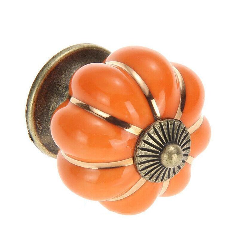 Orange Vintage Ceramic Zinc Alloy Cabinet Pumpkin Knob