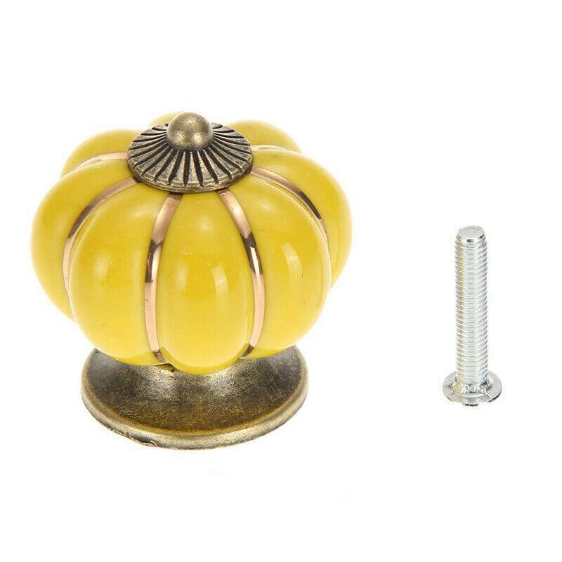 Yellow Vintage Ceramic Zinc Alloy Cabinet Pumpkin Knob