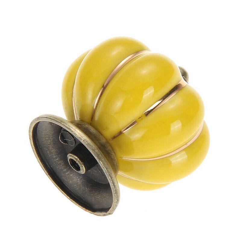 Yellow Vintage Ceramic Zinc Alloy Cabinet Pumpkin Knob