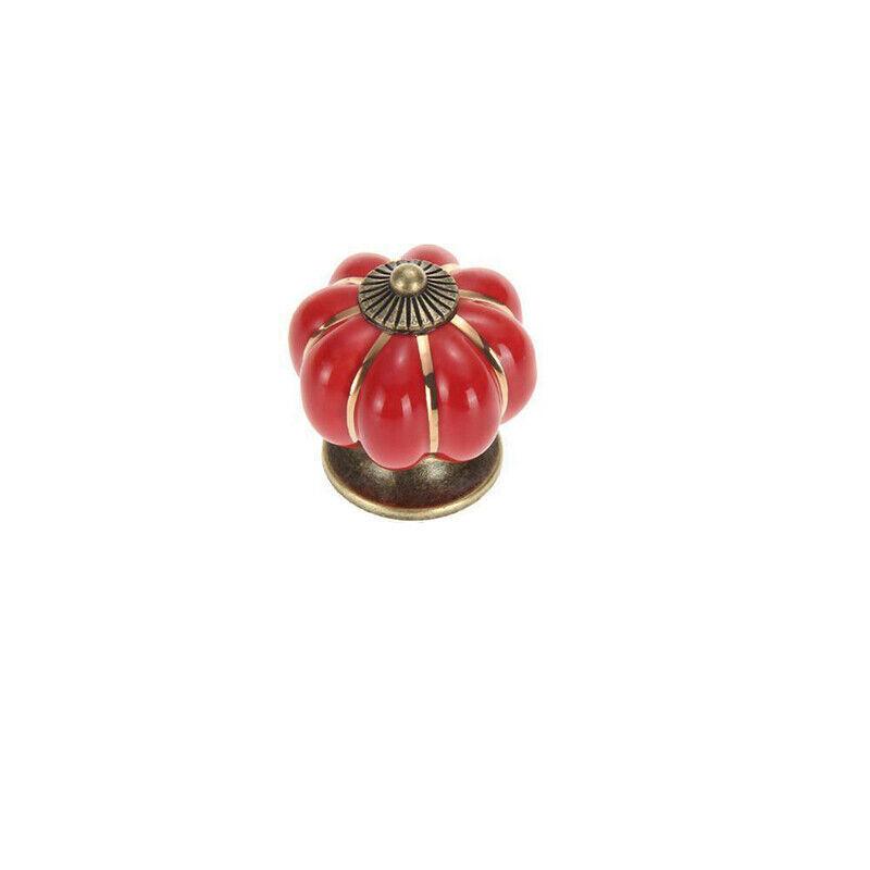 Vintage Ceramic Cabinet Pumpkin Knob - Red