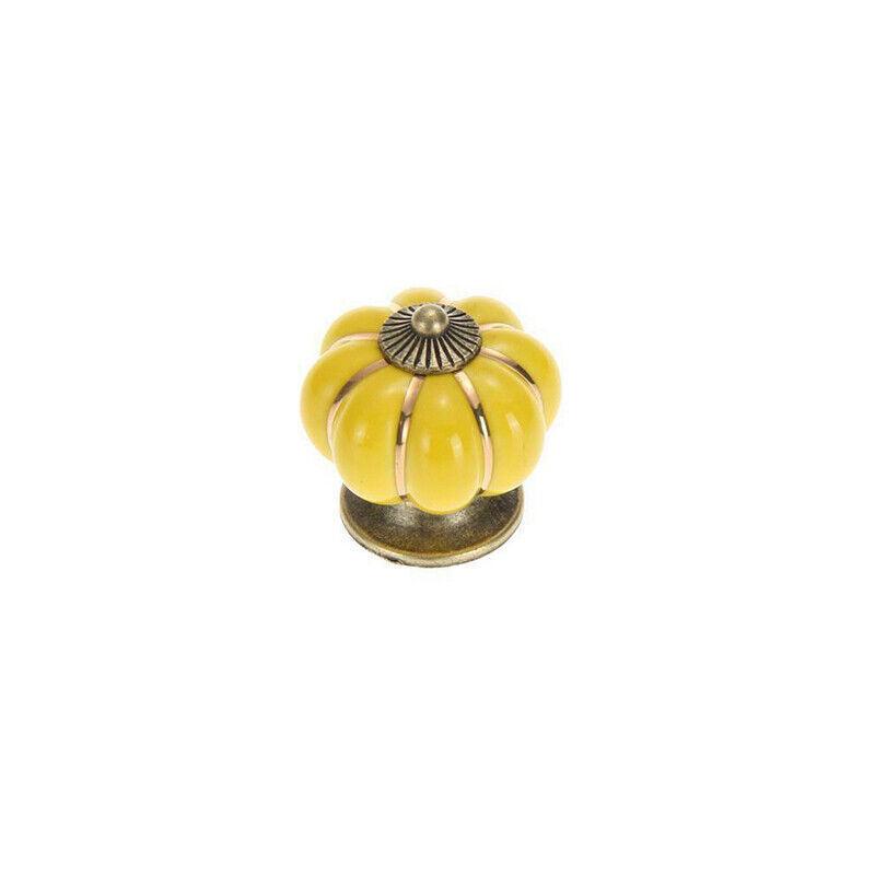 Yellow Vintage Ceramic Zinc Alloy Cabinet Pumpkin Knob