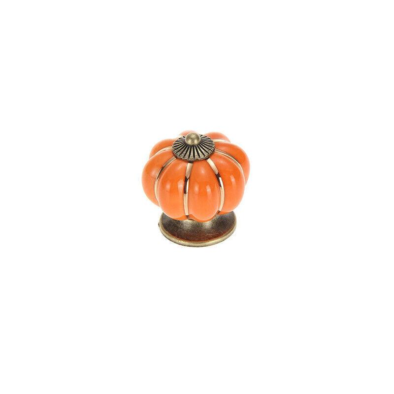 Orange Vintage Ceramic Zinc Alloy Cabinet Pumpkin Knob