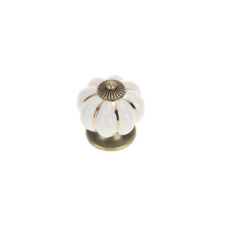 Vintage Ceramic Cabinet Pumpkin Knob - White