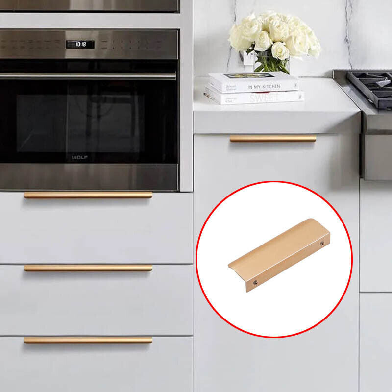 Rose Gold Brass Finish Aluminum Alloy Lip Pull Cabinet Handle