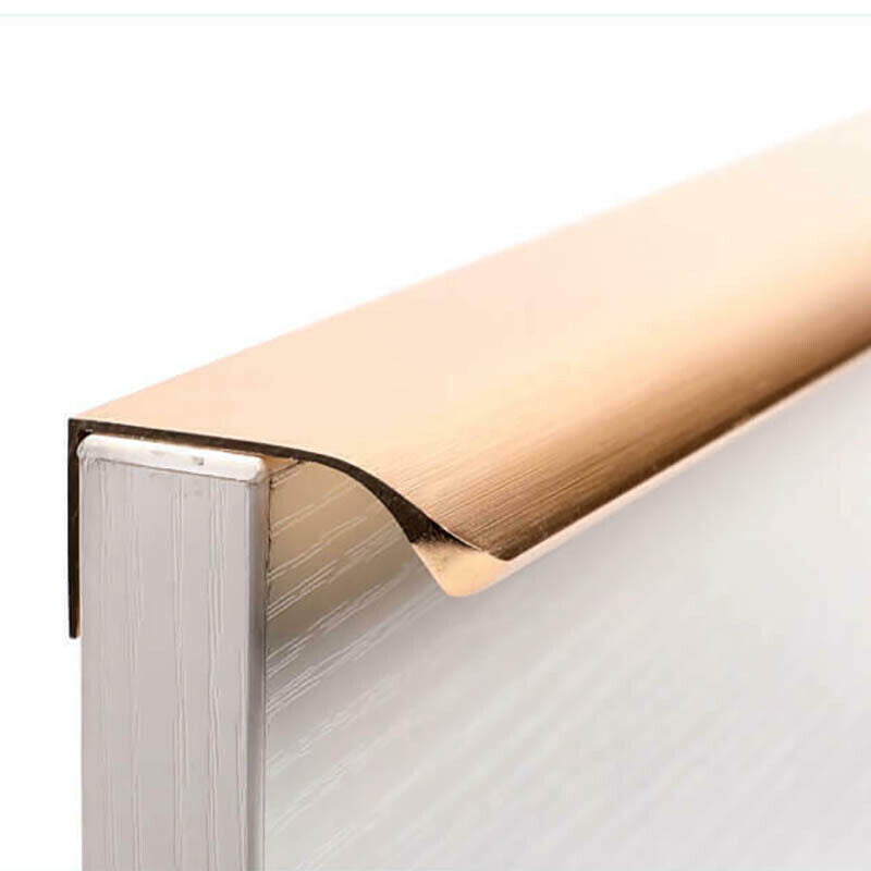 Rose Gold Brass Finish Aluminum Alloy Lip Pull Cabinet Handle