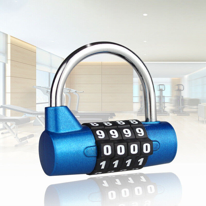 Blue Coated Zinc Alloy 4-Digit Combination Padlock Wide Shackle