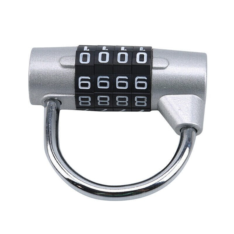 Silver Finish Zinc Alloy 4-Digit Combination Padlock Wide Shackle