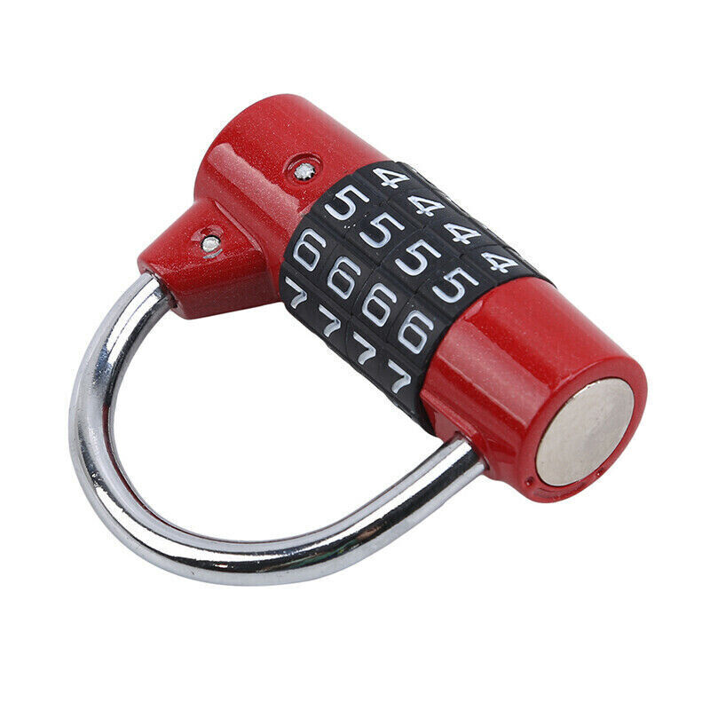 Red Coated Zinc Alloy 4-Digit Combination Padlock Wide Shackle