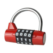 Red Coated Zinc Alloy 4-Digit Combination Padlock Wide Shackle