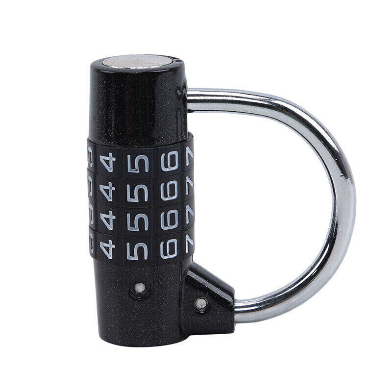 Black Finish Zinc Alloy 4-Digit Combination Padlock Wide Shackle
