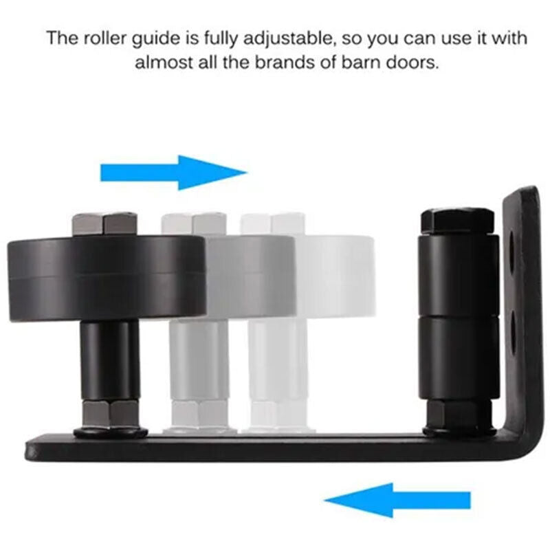 Black Matte Carbon Steel Barn Door Floor Guide Stay Roller