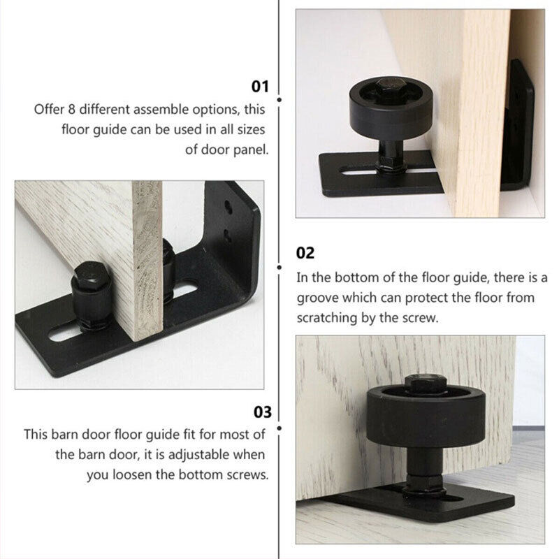 Black Matte Carbon Steel Barn Door Floor Guide Stay Roller