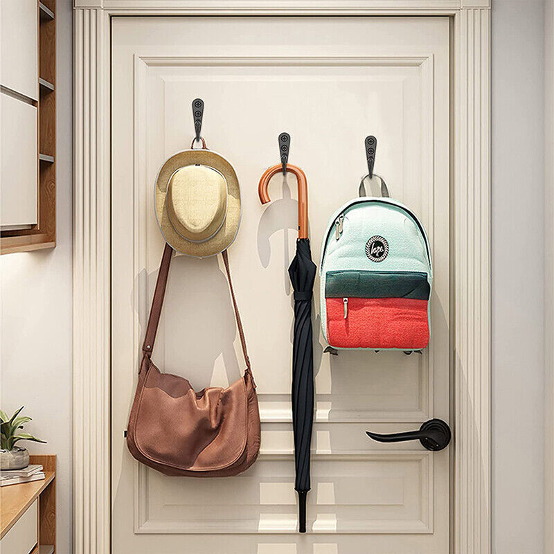 Black Finish Zinc Alloy Wall Hooks for Coats and Robes (10pcs)