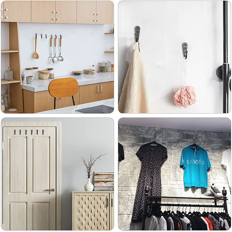 Black Finish Zinc Alloy Wall Hooks for Coats and Robes (10pcs)