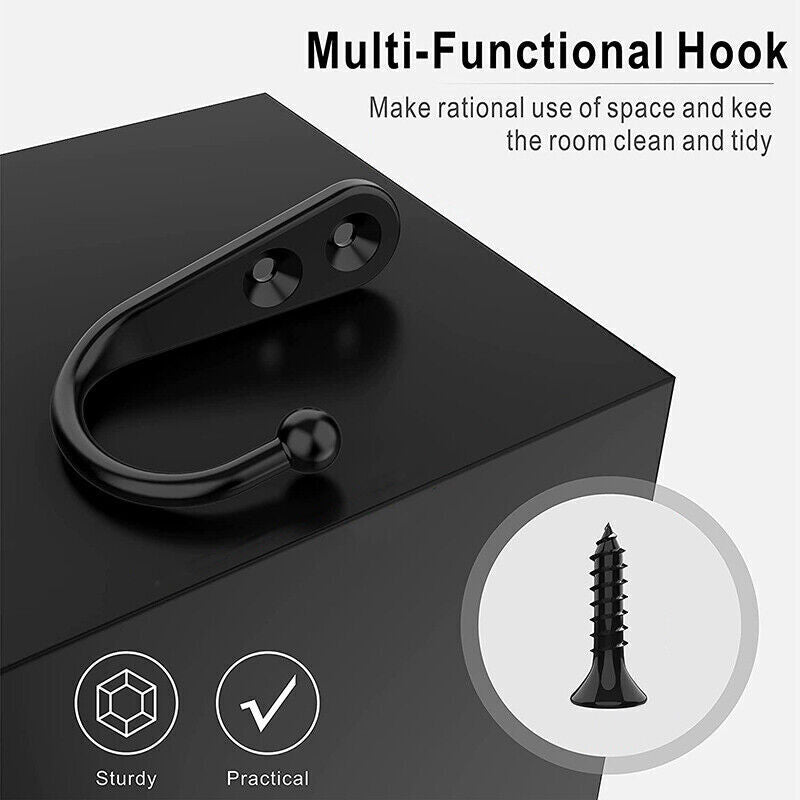 Black Finish Zinc Alloy Wall Hooks for Coats and Robes (10pcs)