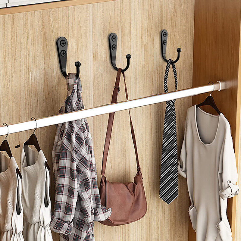 Black Finish Zinc Alloy Wall Hooks for Coats and Robes (10pcs)