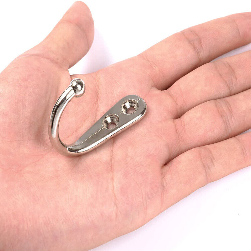 Silver Finish Zinc Alloy Wall Hooks for Coats and Robes (10pcs)