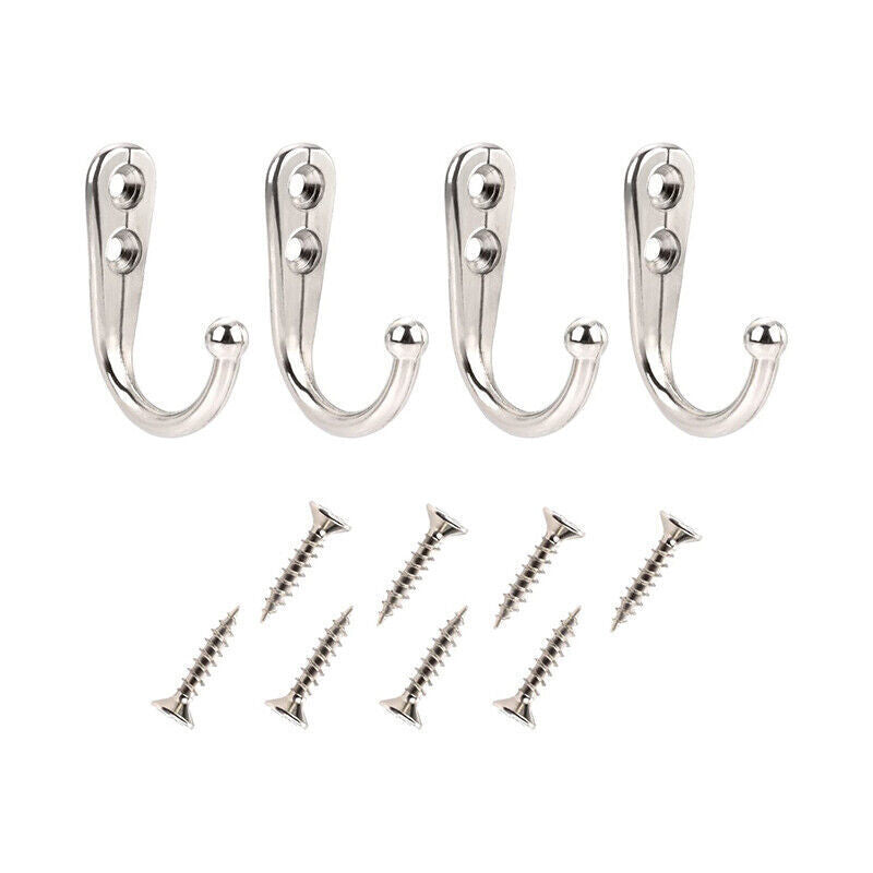Silver Finish Zinc Alloy Wall Hooks for Coats and Robes (10pcs)