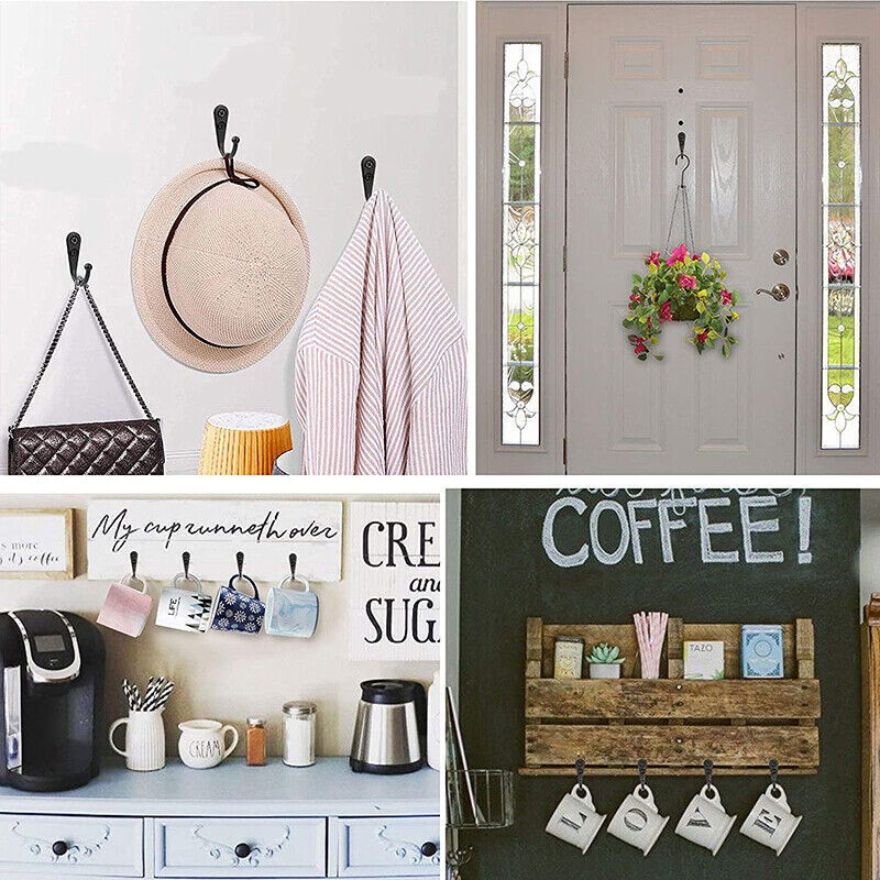 Black Finish Zinc Alloy Wall Hooks for Coats and Robes (10pcs)