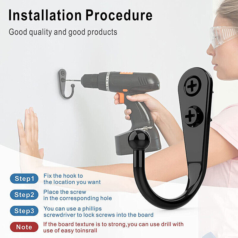 Black Finish Zinc Alloy Wall Hooks for Coats and Robes (10pcs)