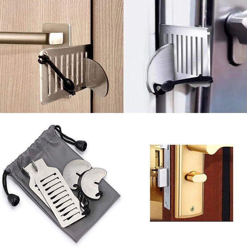 Portable Door Lock with Stainless Steel Bar