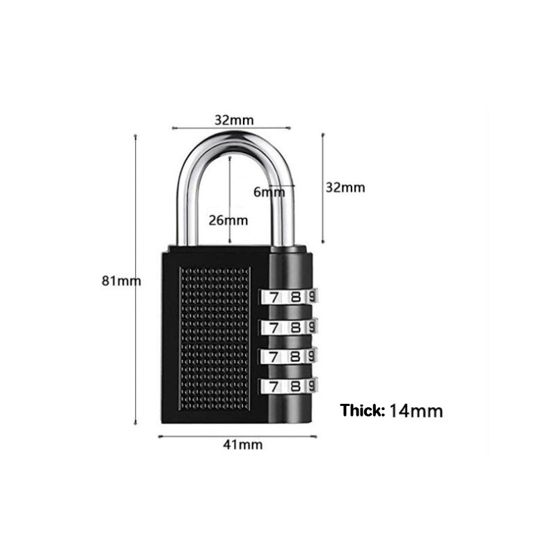 Weatherproof Zinc Alloy 4-Digit Combination Padlock Set 2 Pcs