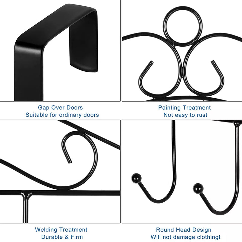 Iron Over the Door 7 Hooks Non-Drilling Clothes Hanger