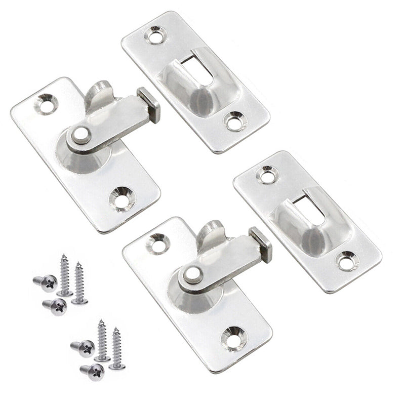 Finish Stainless Steel Right Angle Sliding Door Latch - Silver-2PCS