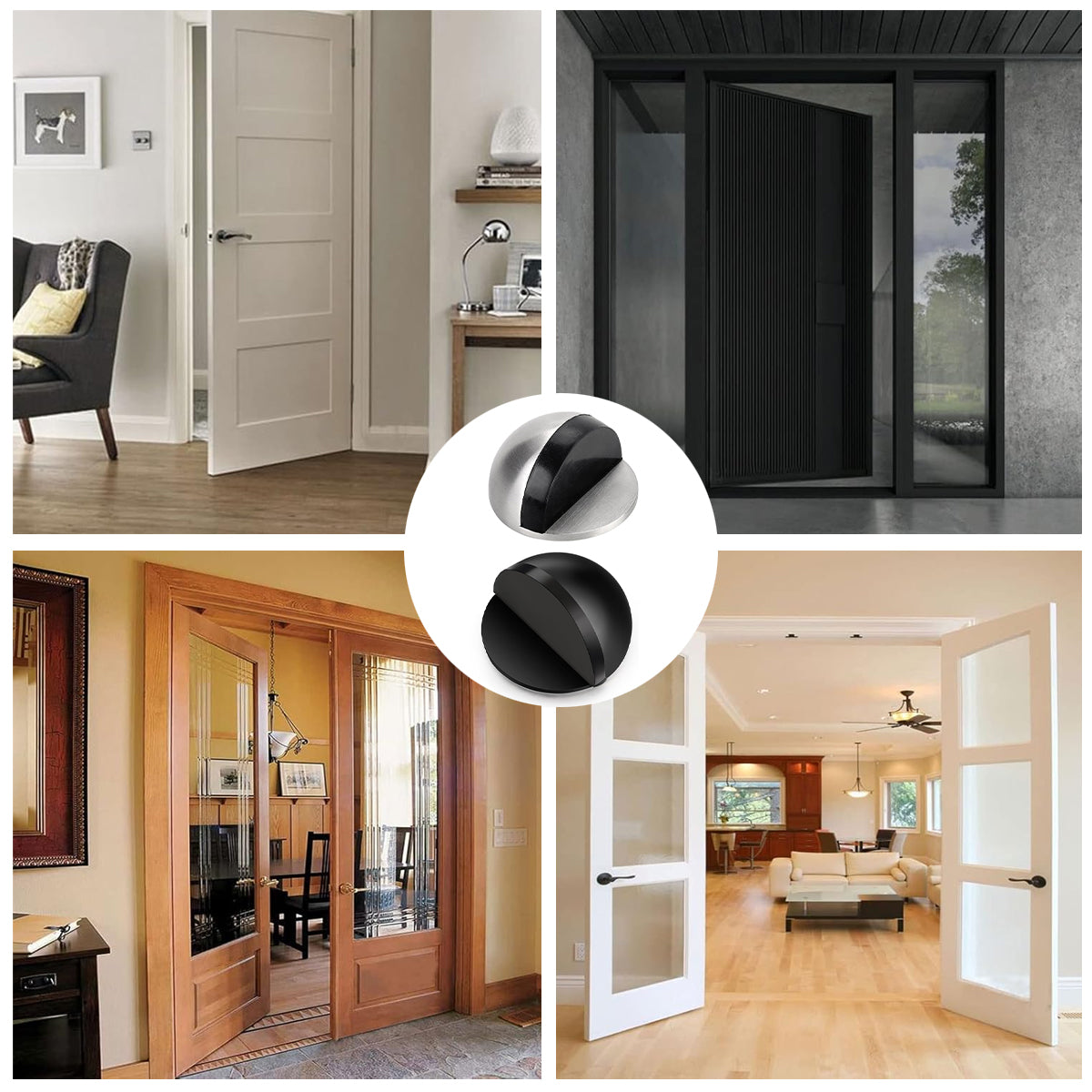 45mm Round Floor-Mount Door Stop with Rubber Bumper