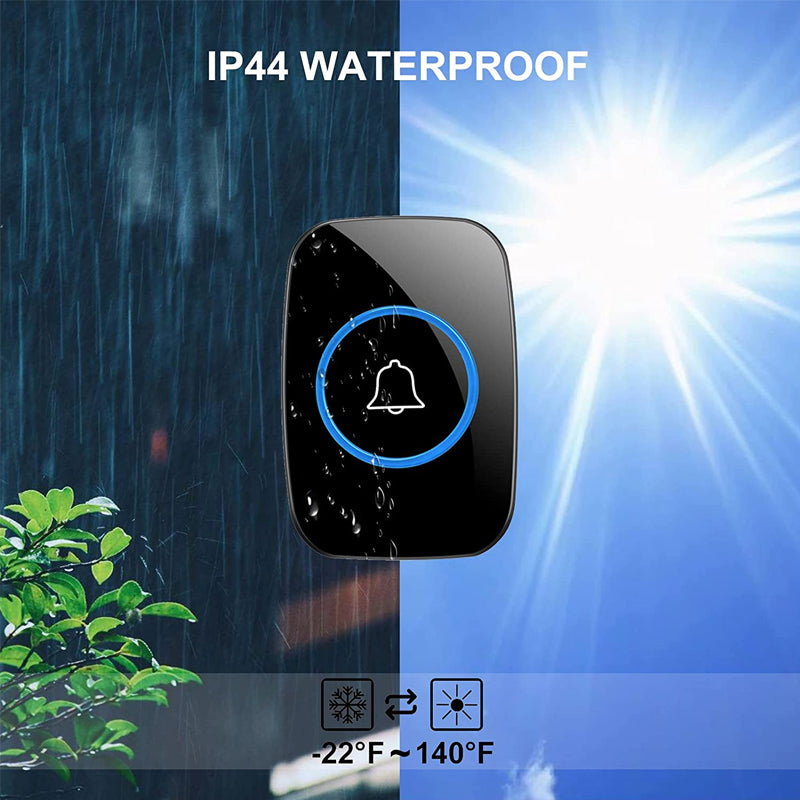 Wireless Waterproof Doorbell with 1/2 Plug-in Receivers