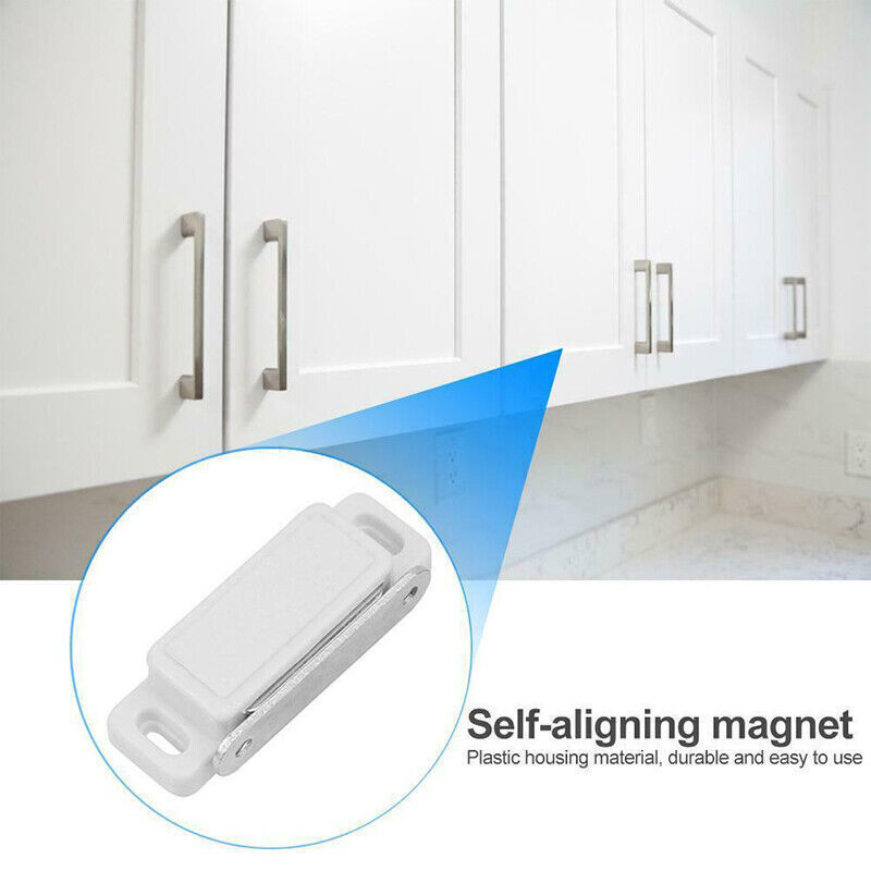 White Concealed Magnetic Cabinet Door Catch Set of 2