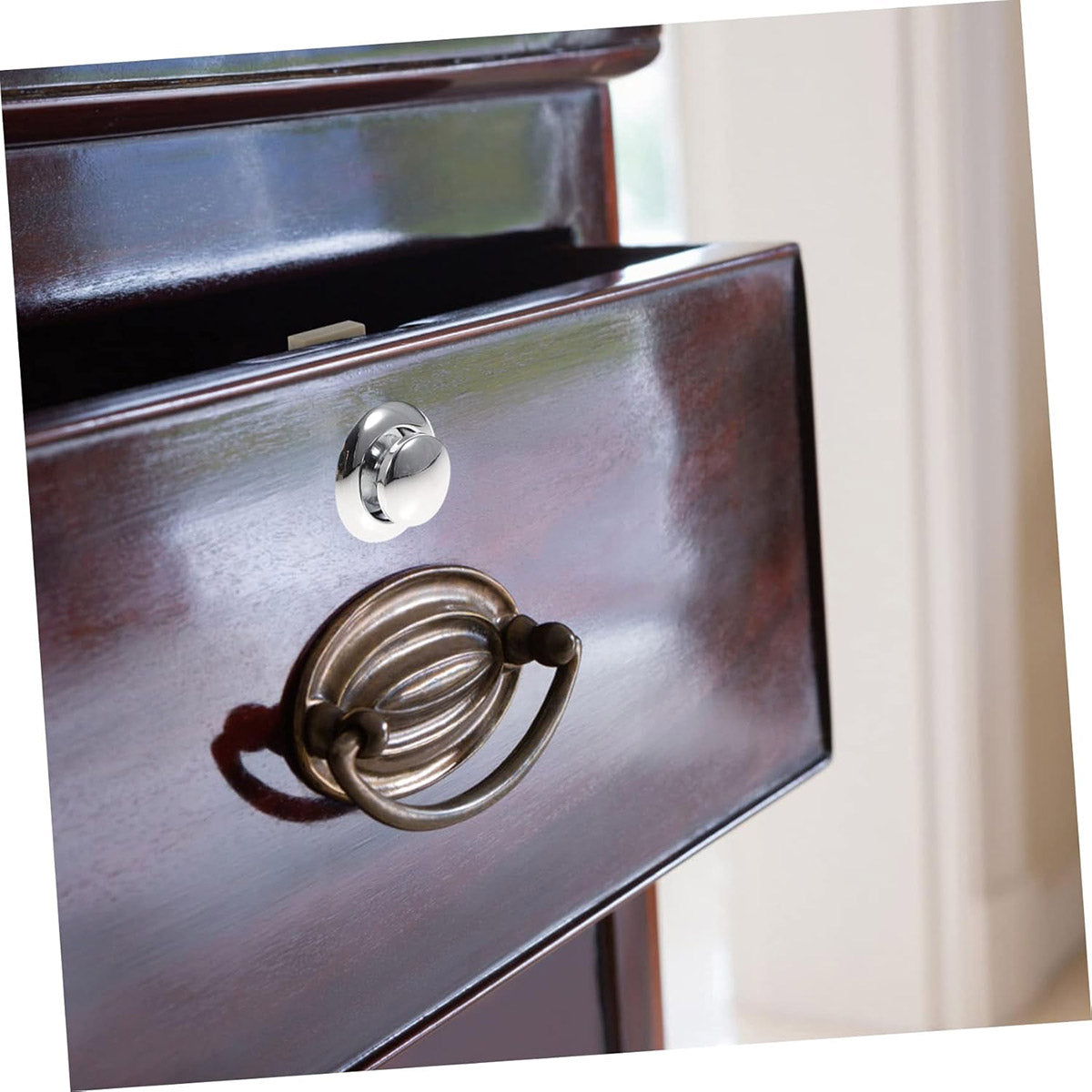 Silver Chrome-Plated Metal and ABS Push Button Cabinet Door Locks