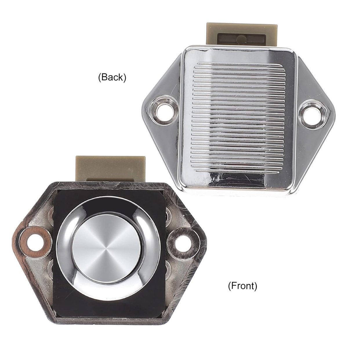 Silver Chrome-Plated Metal and ABS Push Button Cabinet Door Locks