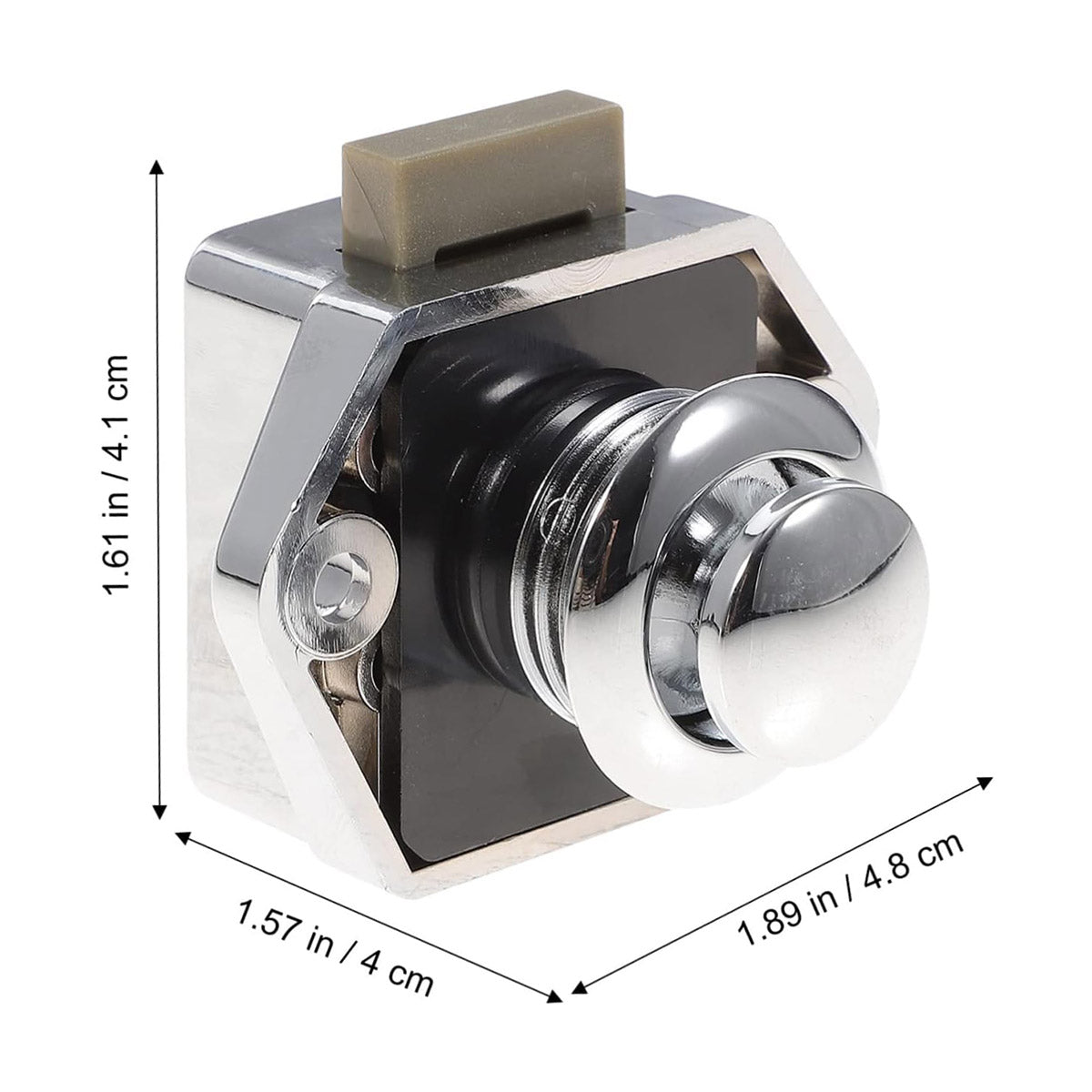 Silver Chrome-Plated Metal and ABS Push Button Cabinet Door Locks