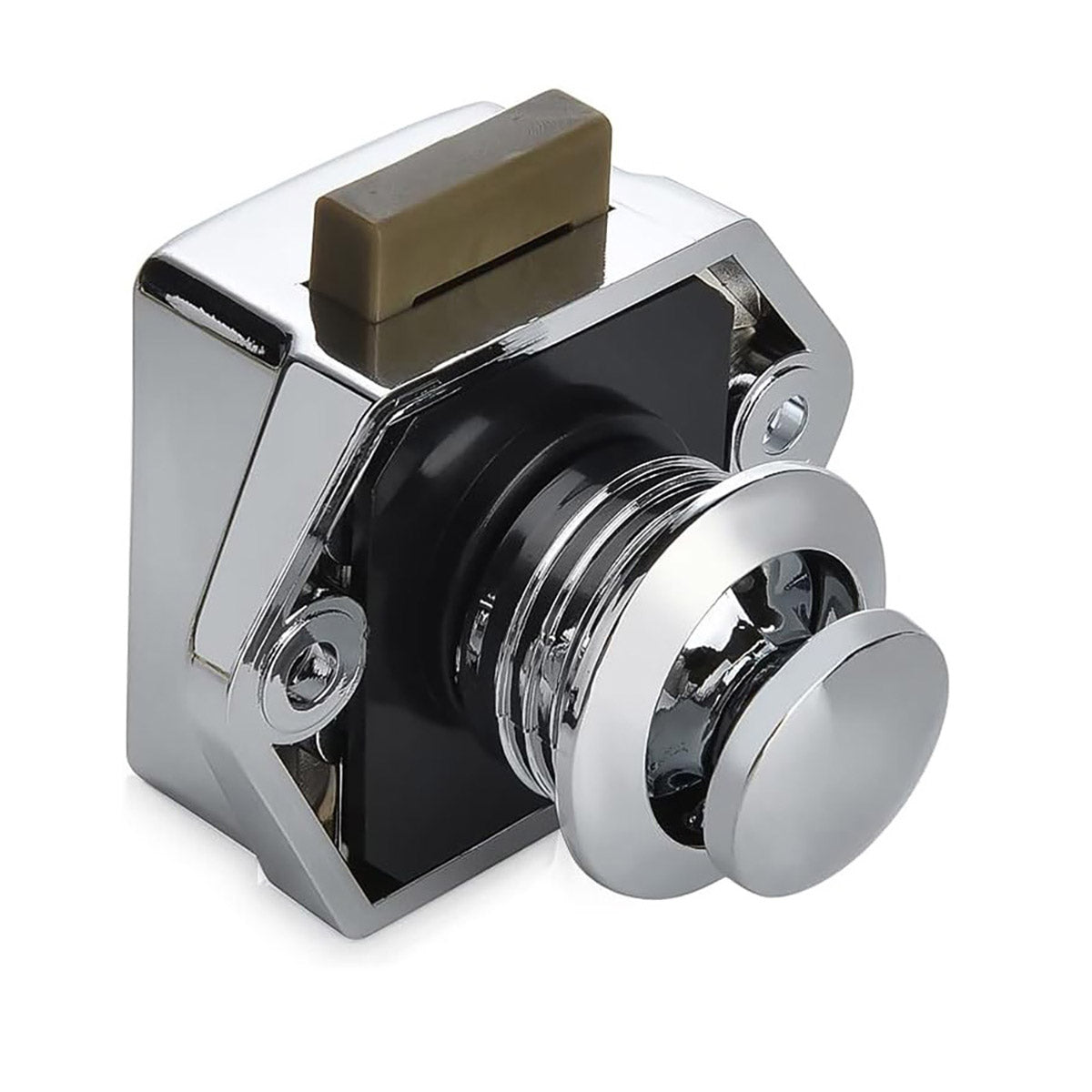 Silver Chrome-Plated Metal and ABS Push Button Cabinet Door Locks