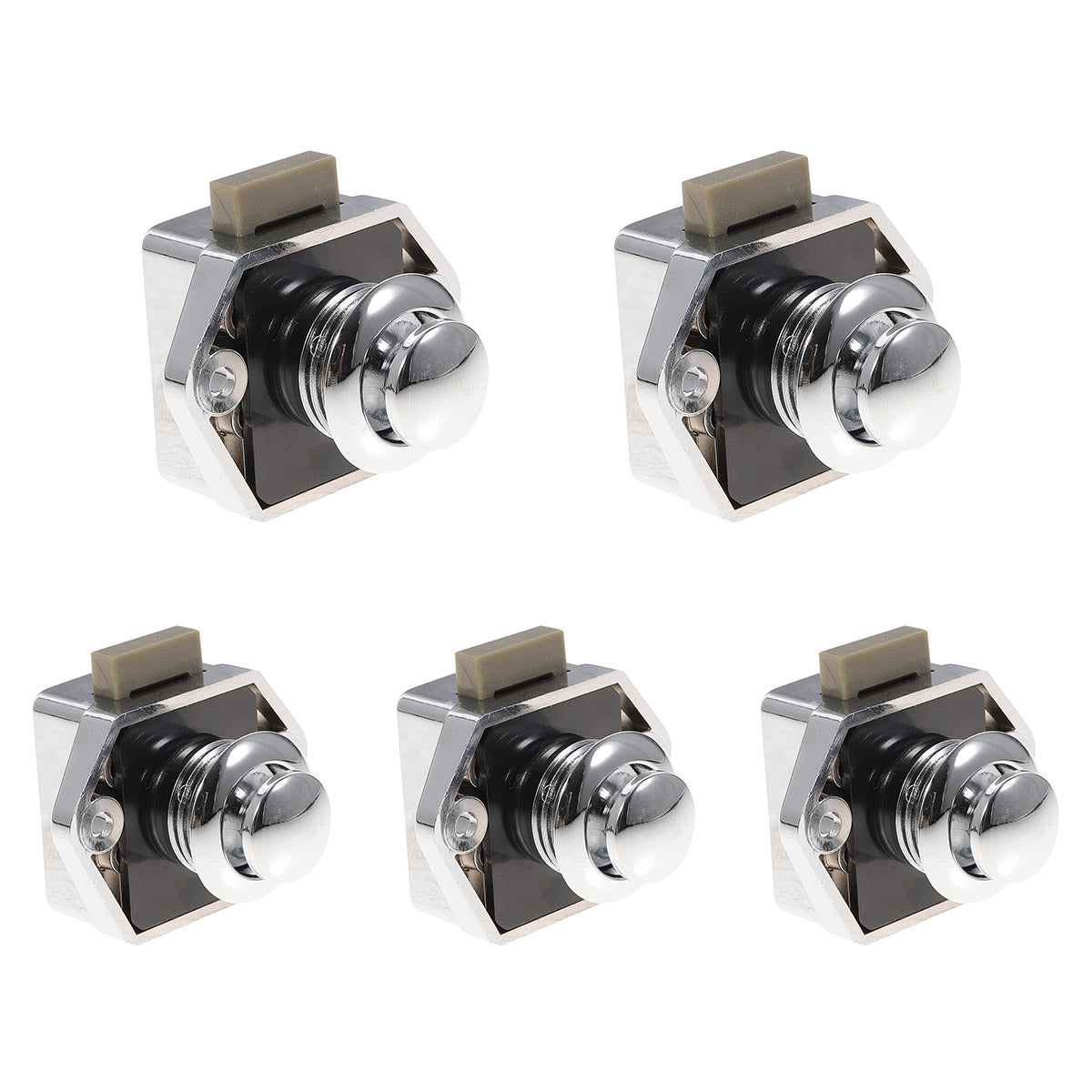 Silver Chrome-Plated Metal and ABS Push Button Cabinet Door Locks