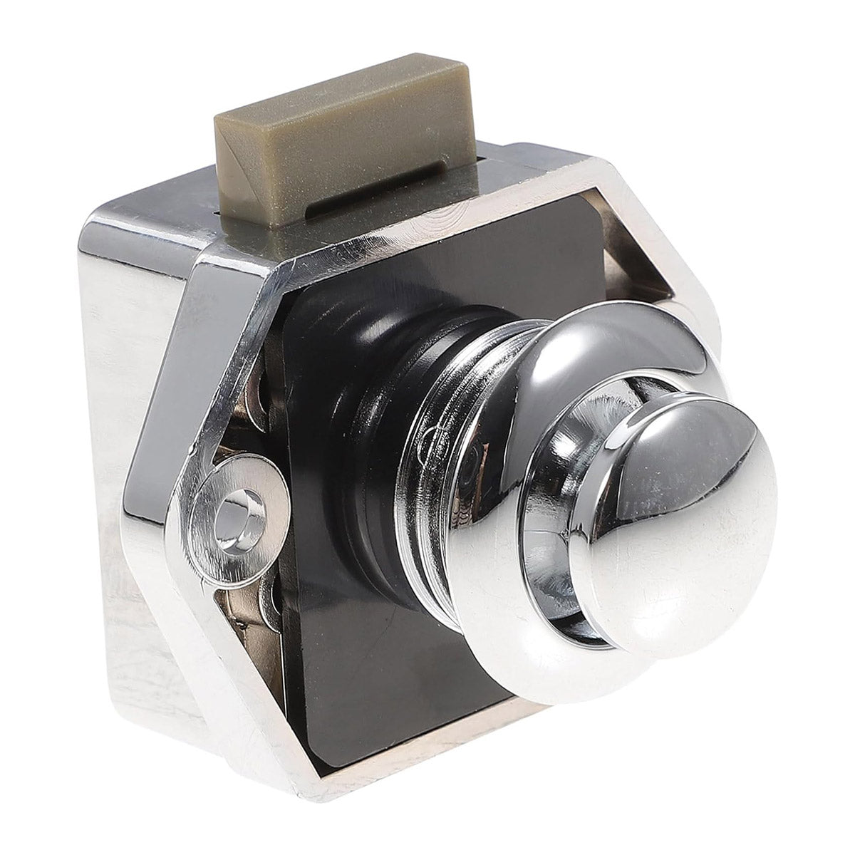 Silver Chrome-Plated Metal and ABS Push Button Cabinet Door Locks