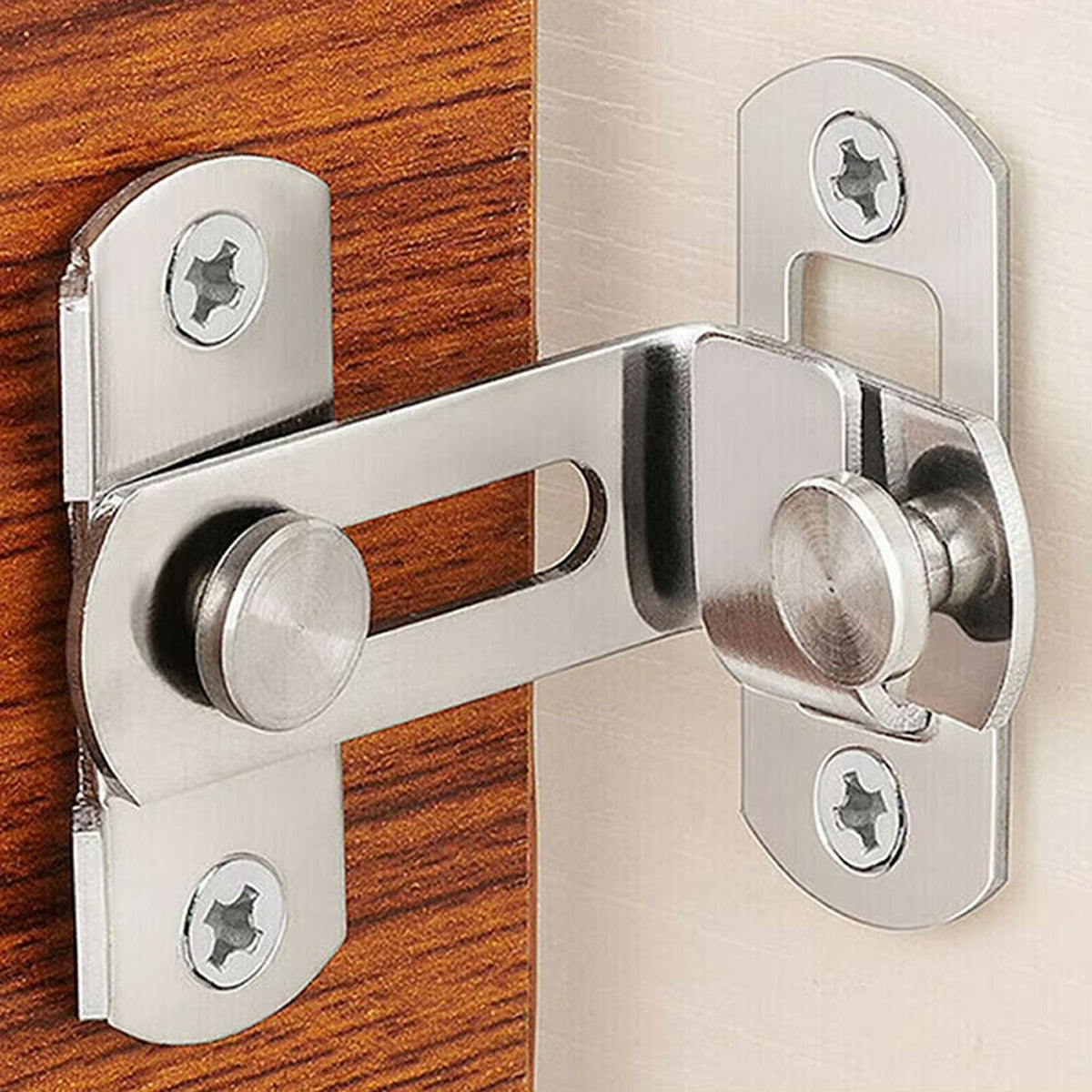 Silver Stainless Steel 90 Degree Sliding Door Safety Latch Set