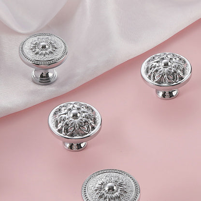 6 Styles Silver Solid Brass Cabinet Handle Single-Hole Mount