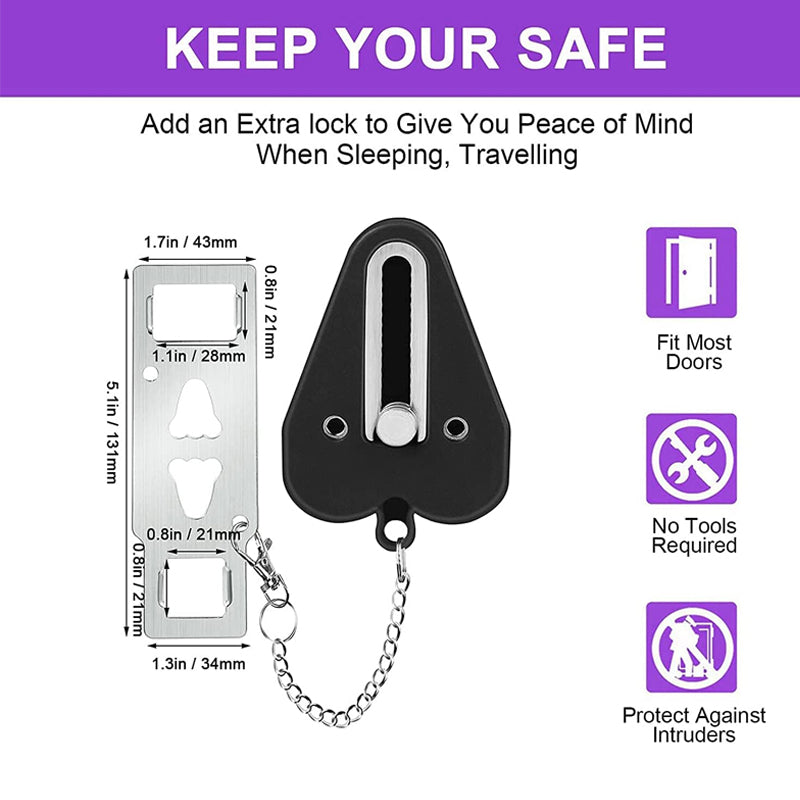 Stainless Steel Portable Door Lock for Travel Security