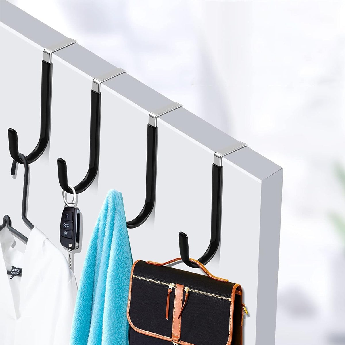 Black or White Rust-Resistant Metal Over the Door Hooks (10PCS)