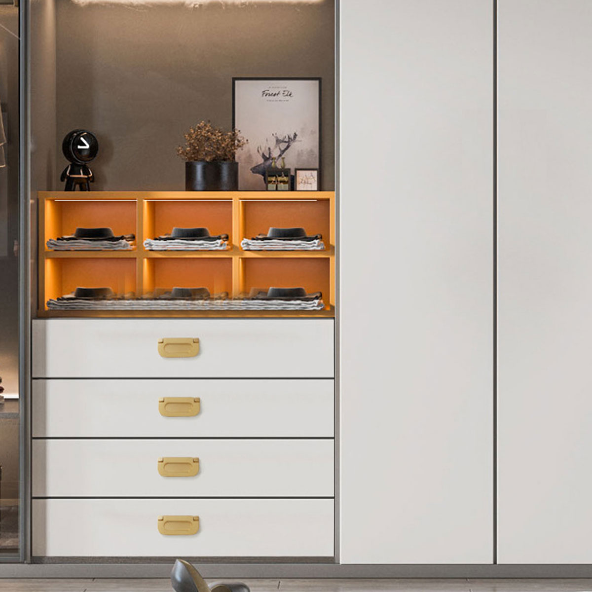 Electroplated Brass Cupboard & Cabinet Flat Door Pull Handle 64mm